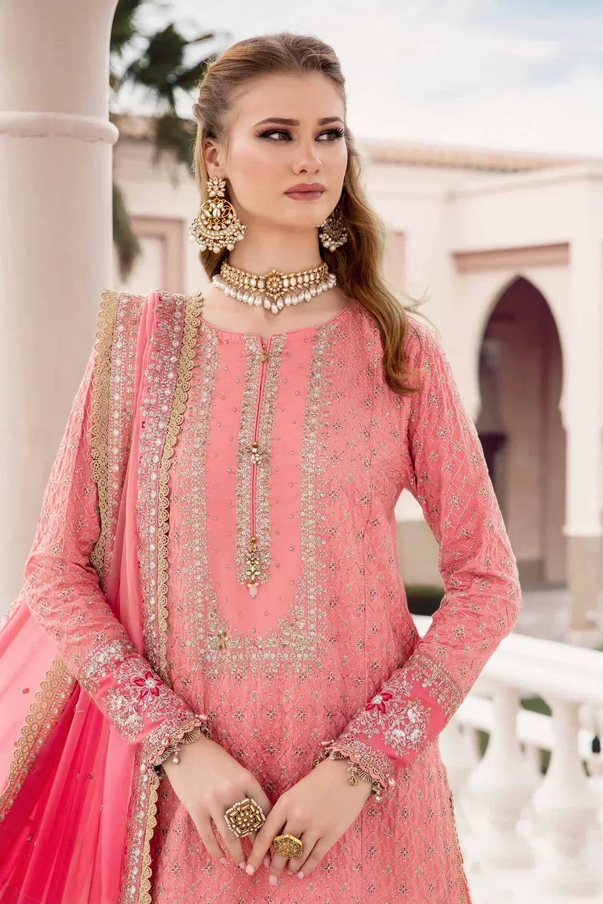 Maria B | Sateen Formals 23 | Candy Pink CST-701 by Maria B - Designer Dress  - Type : Ladies Clothes - Available at Libayah - 100% Original 