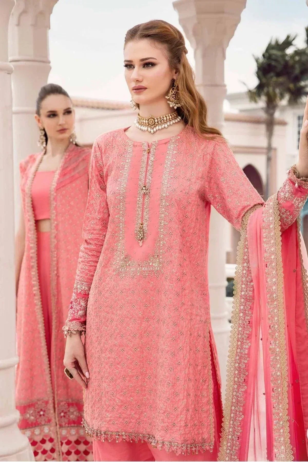 Maria B | Sateen Formals 23 | Candy Pink CST-701 by Maria B - Designer Dress  - Type : Ladies Clothes - Available at Libayah - 100% Original 