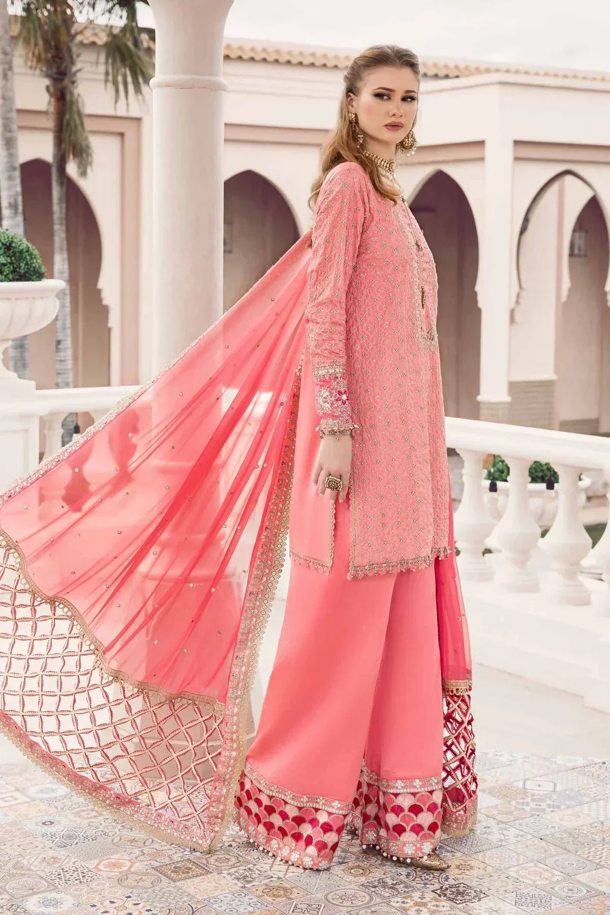 Maria B | Sateen Formals 23 | Candy Pink CST-701 by Maria B - Designer Dress  - Type : Ladies Clothes - Available at Libayah - 100% Original 