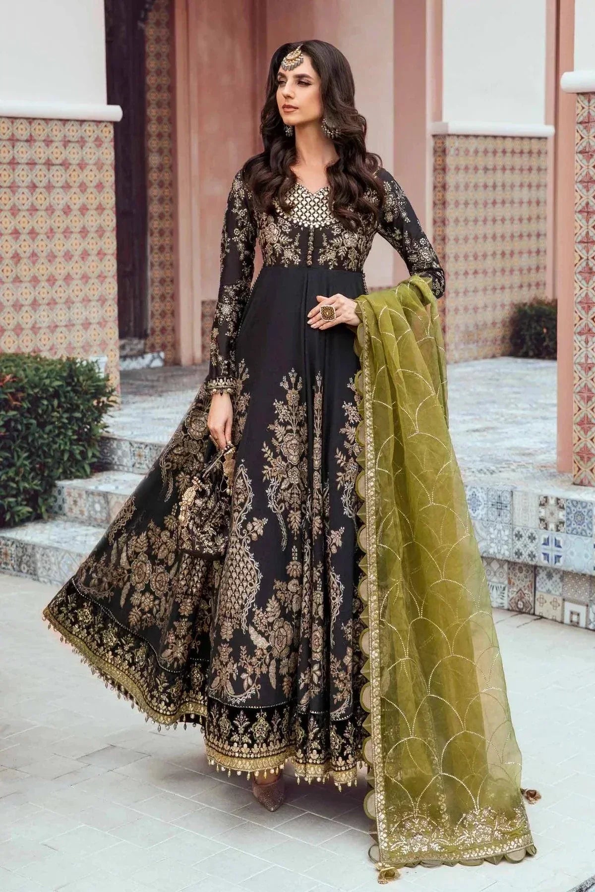 Maria B | Sateen Formals 23 | Black CST-703 by Maria B - Designer Dress  - Type : Ladies Clothes - Available at Libayah - 100% Original 