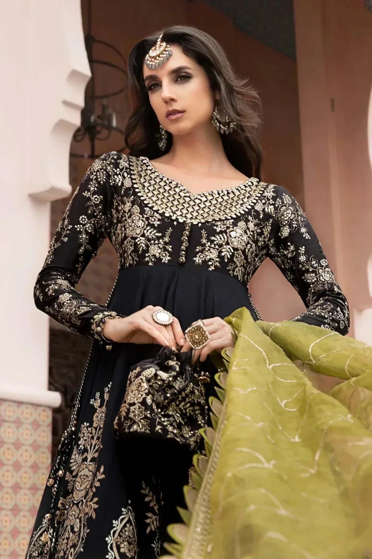 Maria B | Sateen Formals 23 | Black CST-703 by Maria B - Designer Dress  - Type : Ladies Clothes - Available at Libayah - 100% Original 