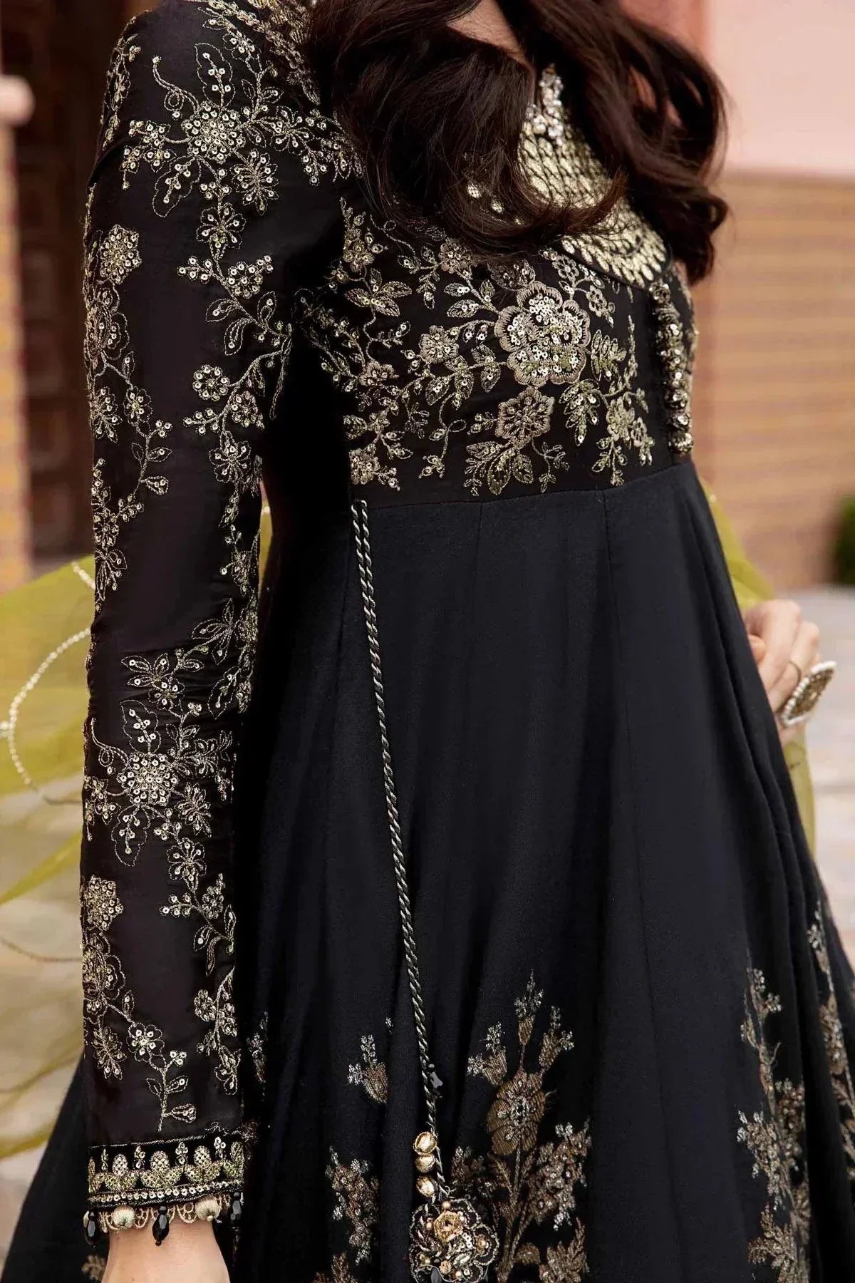 Maria B | Sateen Formals 23 | Black CST-703 by Maria B - Designer Dress  - Type : Ladies Clothes - Available at Libayah - 100% Original 