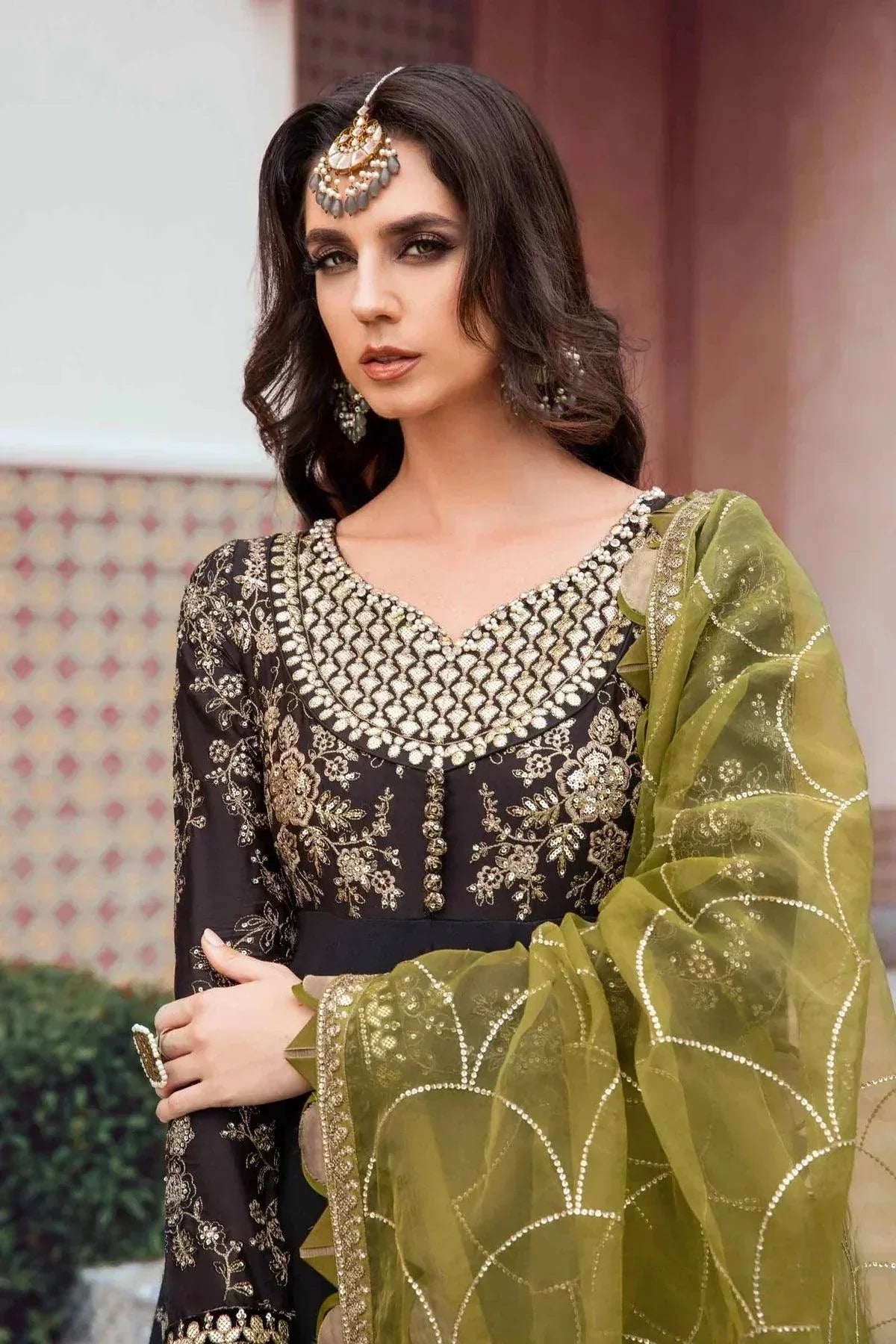 Maria B | Sateen Formals 23 | Black CST-703 by Maria B - Designer Dress  - Type : Ladies Clothes - Available at Libayah - 100% Original 