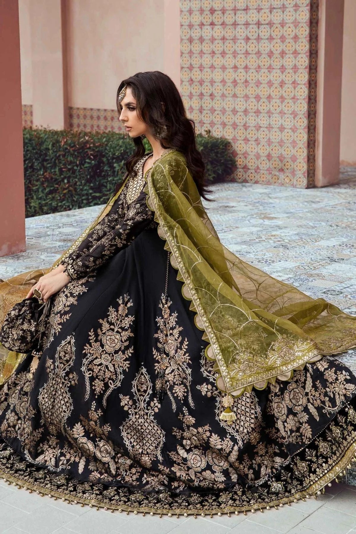Maria B | Sateen Formals 23 | Black CST-703 by Maria B - Designer Dress  - Type : Ladies Clothes - Available at Libayah - 100% Original 