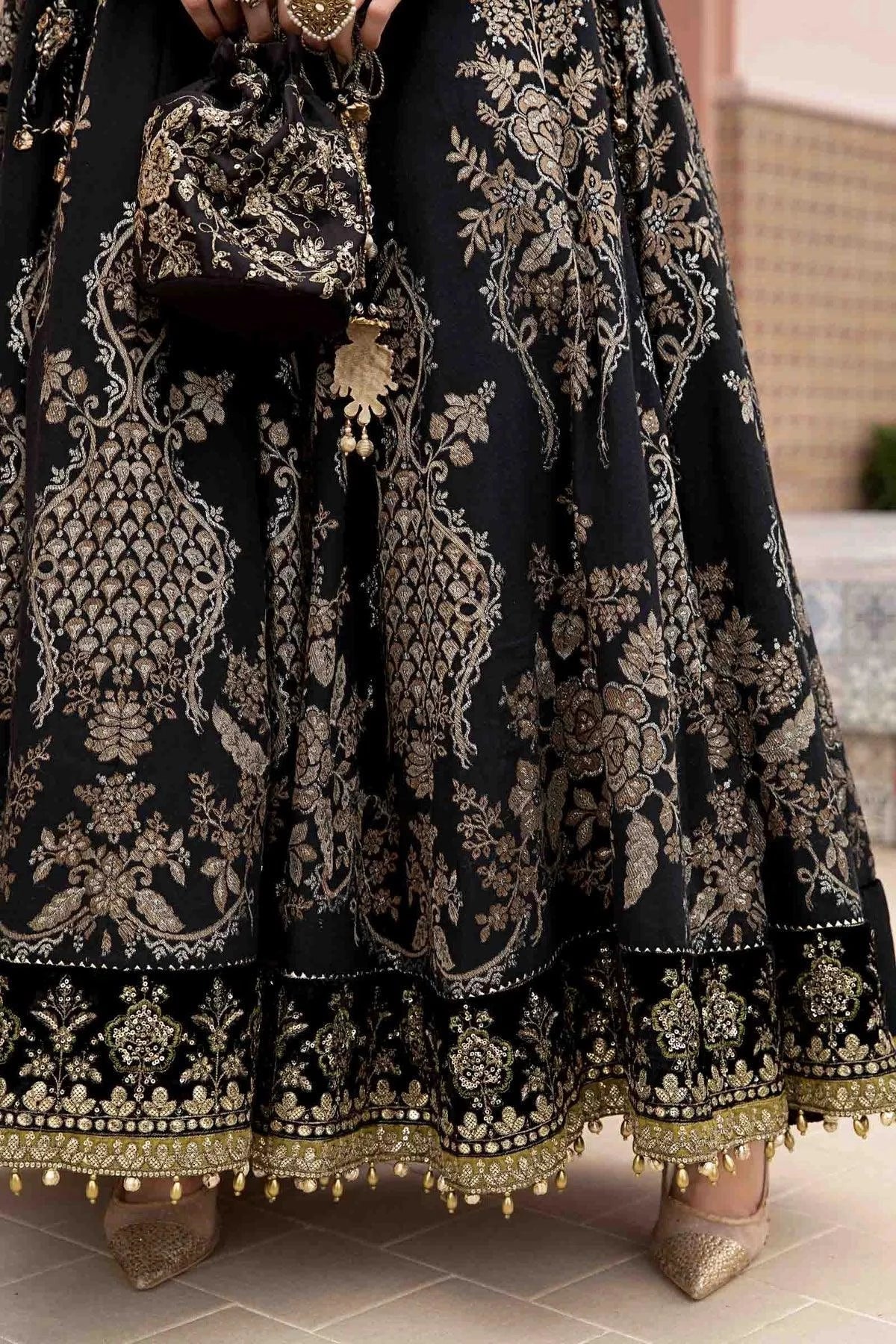Maria B | Sateen Formals 23 | Black CST-703 by Maria B - Designer Dress  - Type : Ladies Clothes - Available at Libayah - 100% Original 