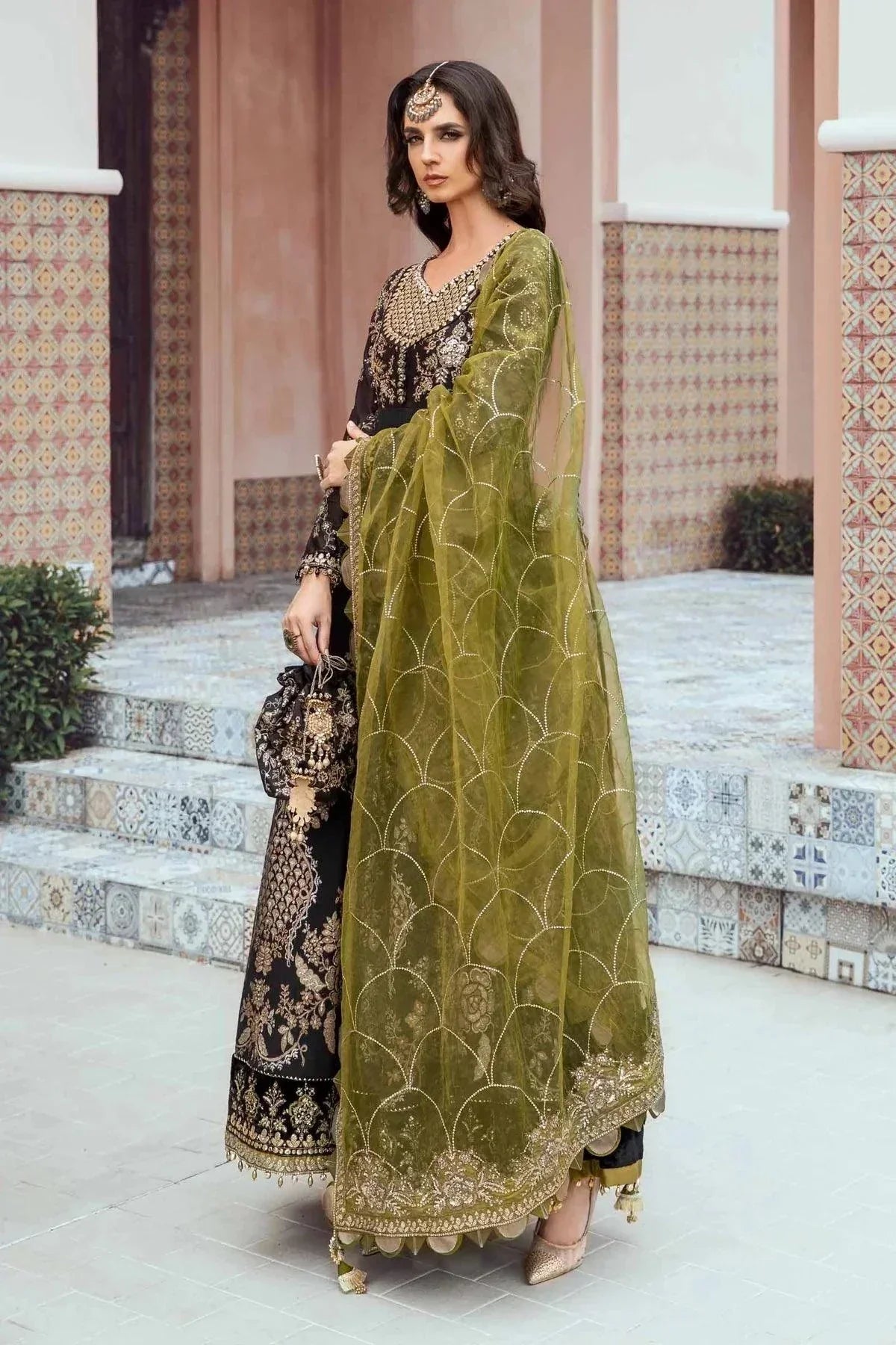 Maria B | Sateen Formals 23 | Black CST-703 by Maria B - Designer Dress  - Type : Ladies Clothes - Available at Libayah - 100% Original 