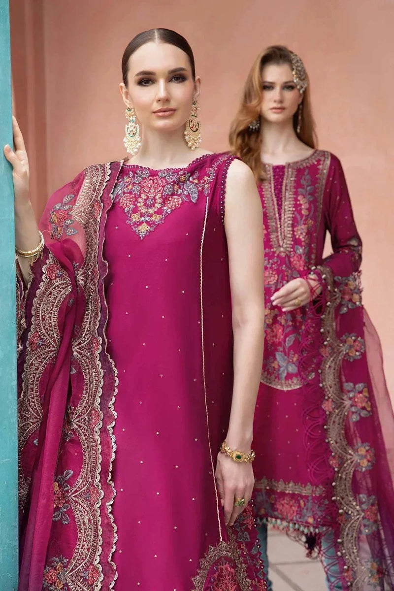 Maria B | Sateen Formals 23 | Magenta CST-704 by Maria B - Designer Dress  - Type : Ladies Clothes - Available at Libayah - 100% Original 