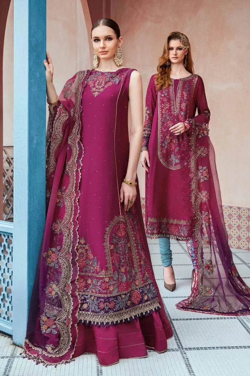 Maria B | Sateen Formals 23 | Magenta CST-704 by Maria B - Designer Dress  - Type : Ladies Clothes - Available at Libayah - 100% Original 