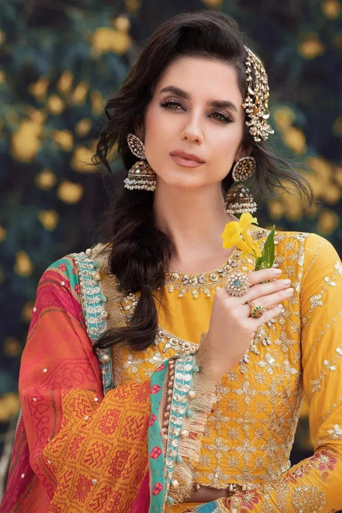 Maria B | Sateen Formals 23 | Yellow CST-705 by Maria B - Designer Dress  - Type : Ladies Clothes - Available at Libayah - 100% Original 