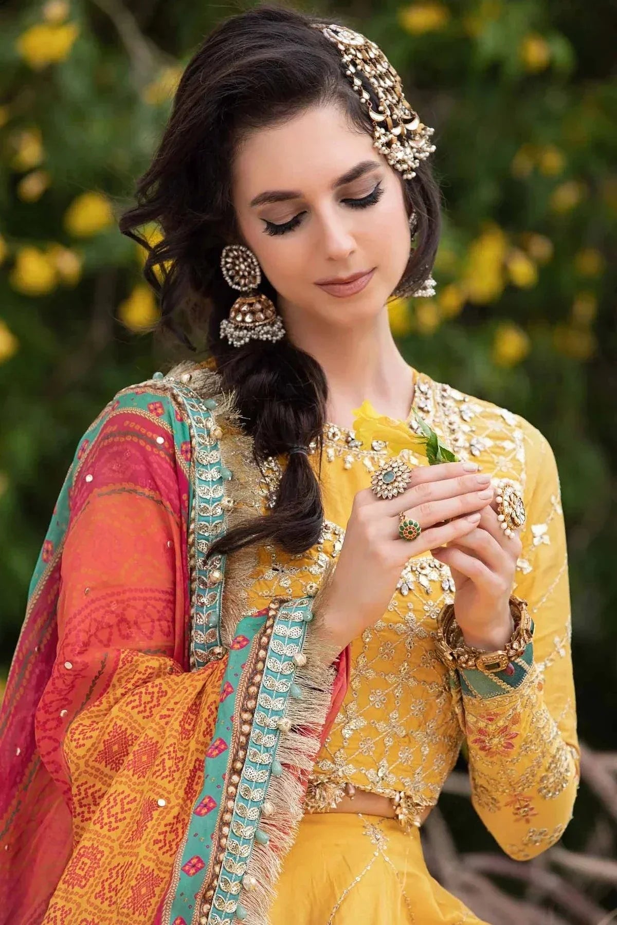 Maria B | Sateen Formals 23 | Yellow CST-705 by Maria B - Designer Dress  - Type : Ladies Clothes - Available at Libayah - 100% Original 