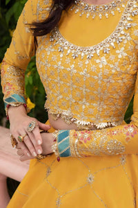 Maria B | Sateen Formals 23 | Yellow CST-705 by Maria B - Designer Dress  - Type : Ladies Clothes - Available at Libayah - 100% Original 