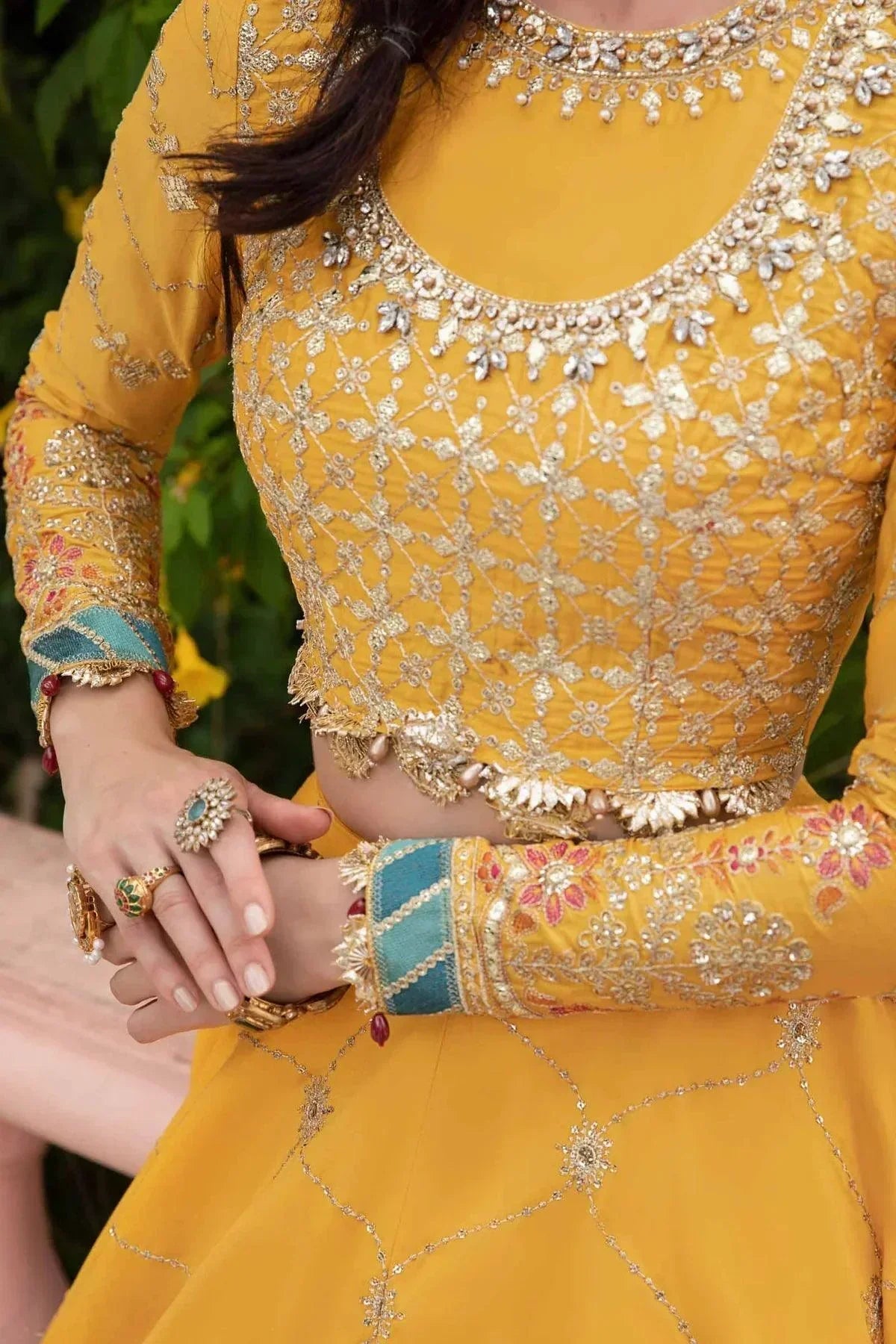 Maria B | Sateen Formals 23 | Yellow CST-705 by Maria B - Designer Dress  - Type : Ladies Clothes - Available at Libayah - 100% Original 
