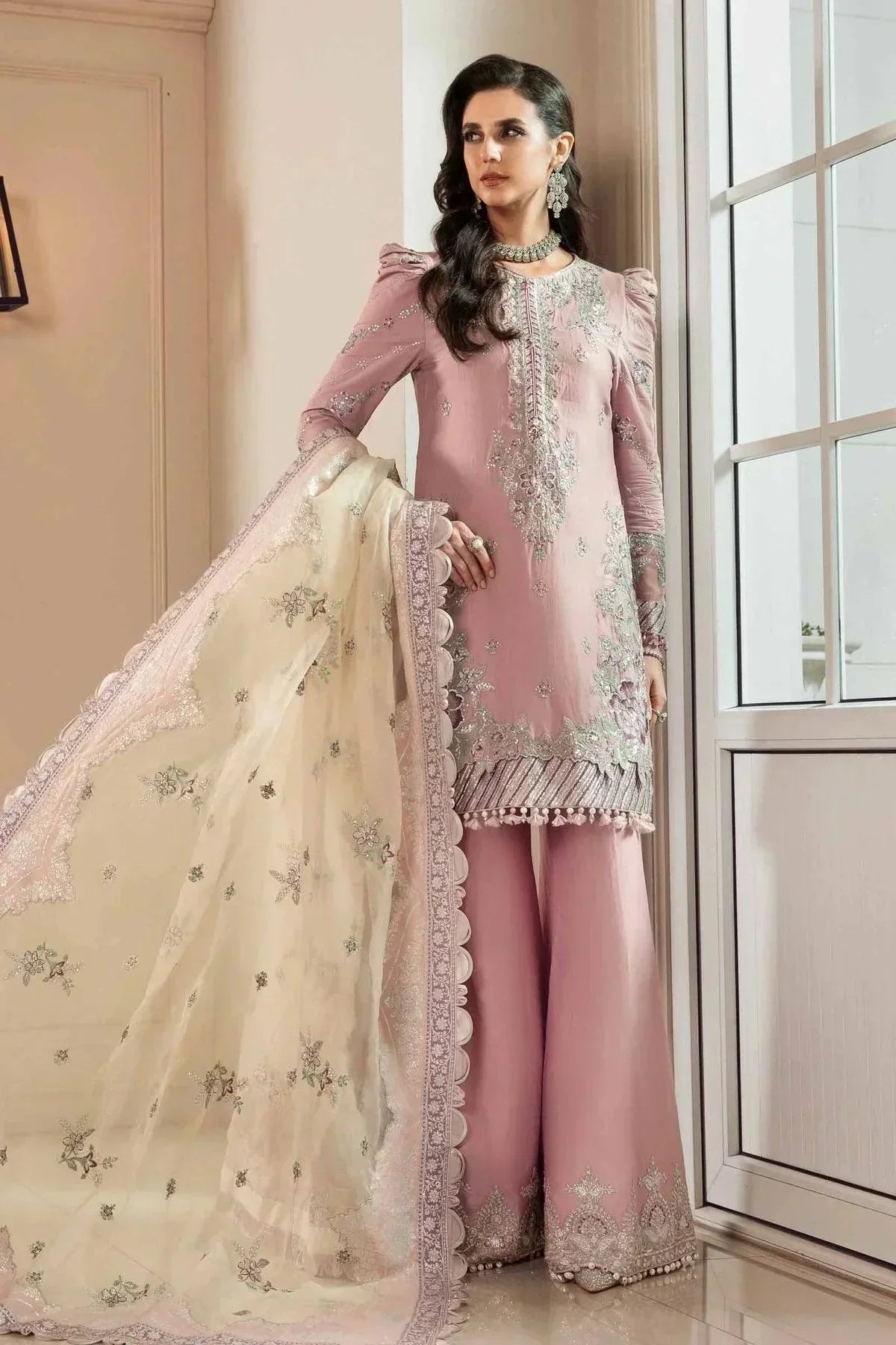 Maria B | Sateen Formals 23 | Mauve CST-706 by Maria B - Designer Dress  - Type : Ladies Clothes - Available at Libayah - 100% Original 