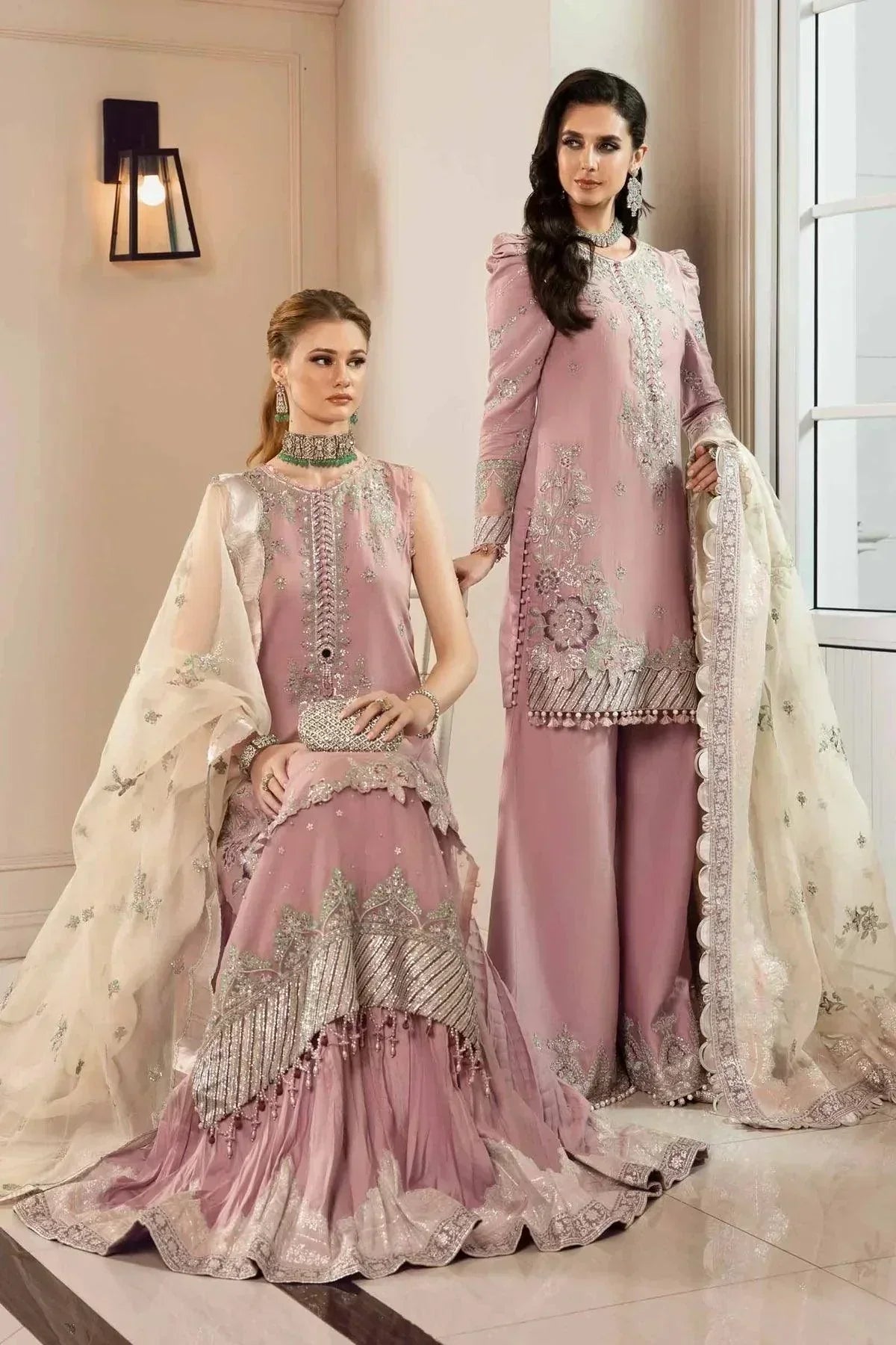 Maria B | Sateen Formals 23 | Mauve CST-706 by Maria B - Designer Dress  - Type : Ladies Clothes - Available at Libayah - 100% Original 
