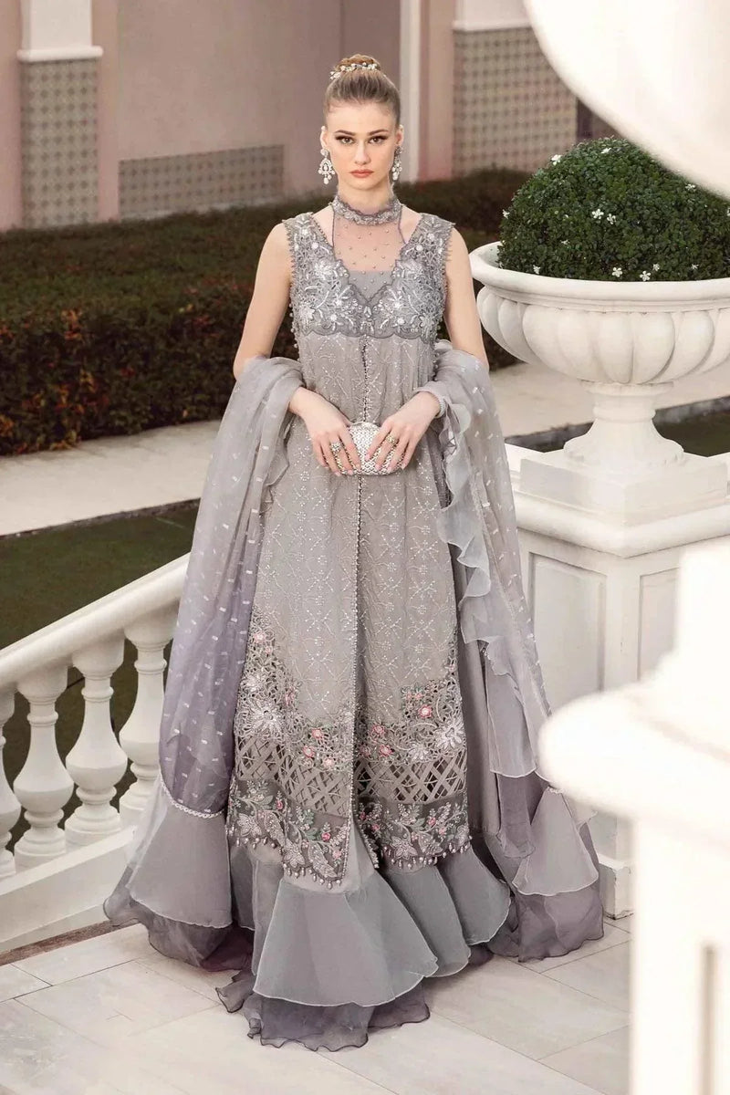 Maria B | Sateen Formals 23 | Grey CST-707 by Maria B - Designer Dress  - Type : Ladies Clothes - Available at Libayah - 100% Original 
