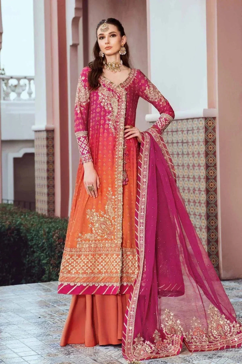 Maria B | Sateen Formals 23 | Fuchsia Pink CST-709 by Maria B - Designer Dress  - Type : Ladies Clothes - Available at Libayah - 100% Original 