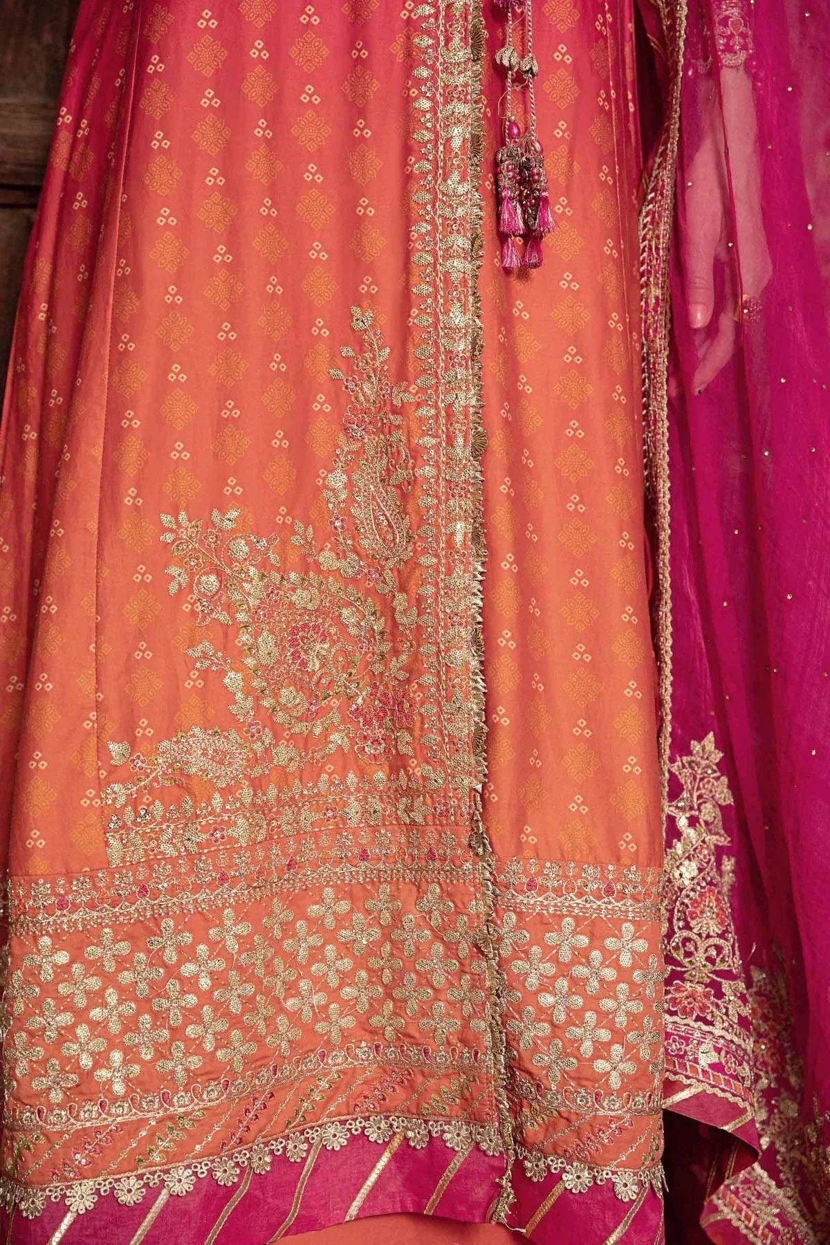 Maria B | Sateen Formals 23 | Fuchsia Pink CST-709 by Maria B - Designer Dress  - Type : Ladies Clothes - Available at Libayah - 100% Original 