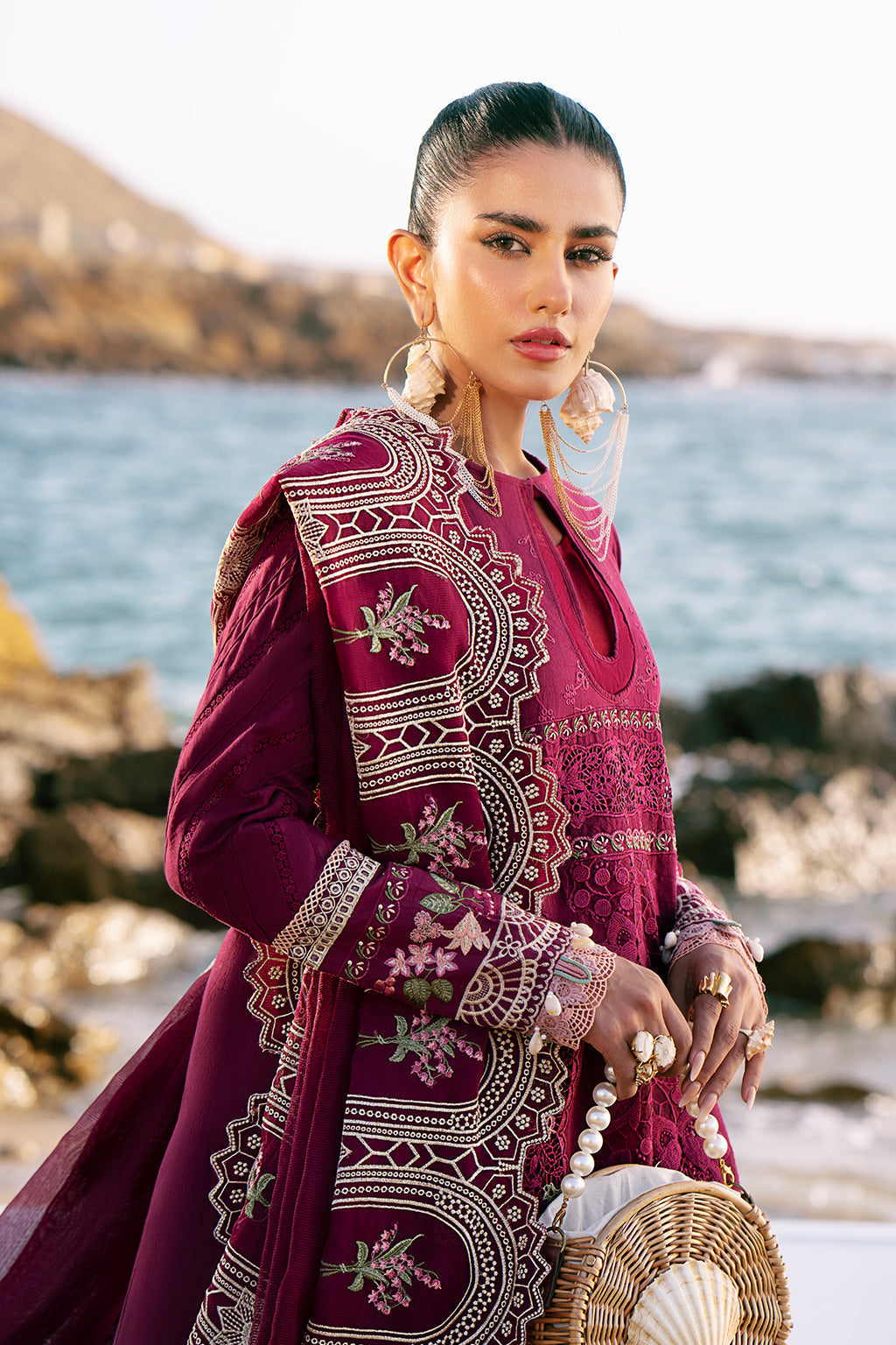 AJR Couture | Dastan Luxury Lawn 25 | Cherry Wine by AJR Couture - Designer Dress - Type: Ladies Clothes - Available at Libayah - 100% Original
