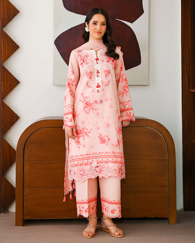 Roheenaz | Sunlit Tales Printed Embroidered Edit | Coral whisper - by Libayah - Registered Vendor of : Roheenaz - 100% Original Designer Dress