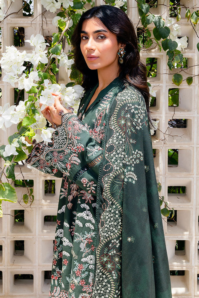 Cross Stitch | Cotton Satin 25 | GREEN ORNATE by Cross Stitch - Designer Dress  - Type : Ladies Clothes - Available at Libayah - 100% Original 