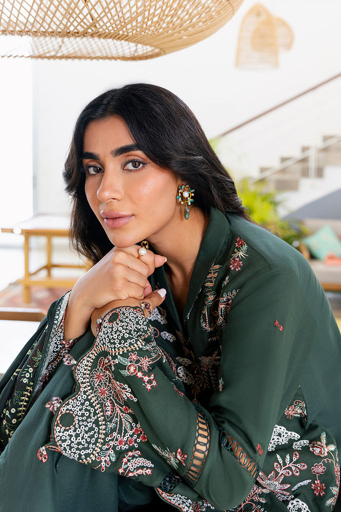 Cross Stitch | Cotton Satin 25 | GREEN ORNATE by Cross Stitch - Designer Dress  - Type : Ladies Clothes - Available at Libayah - 100% Original 