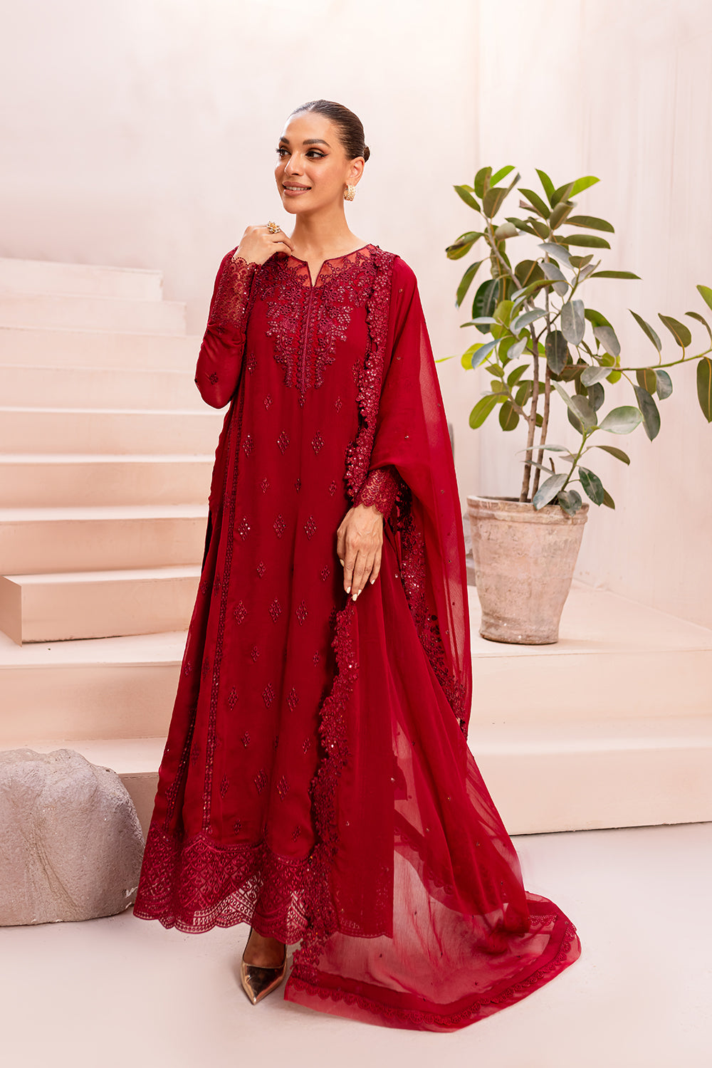 Azure | Ensembles Embroidered Formals | Crimson Glow by Azure - Designer Dress - Type: Ladies Clothes - Available at Libayah - 100% Original