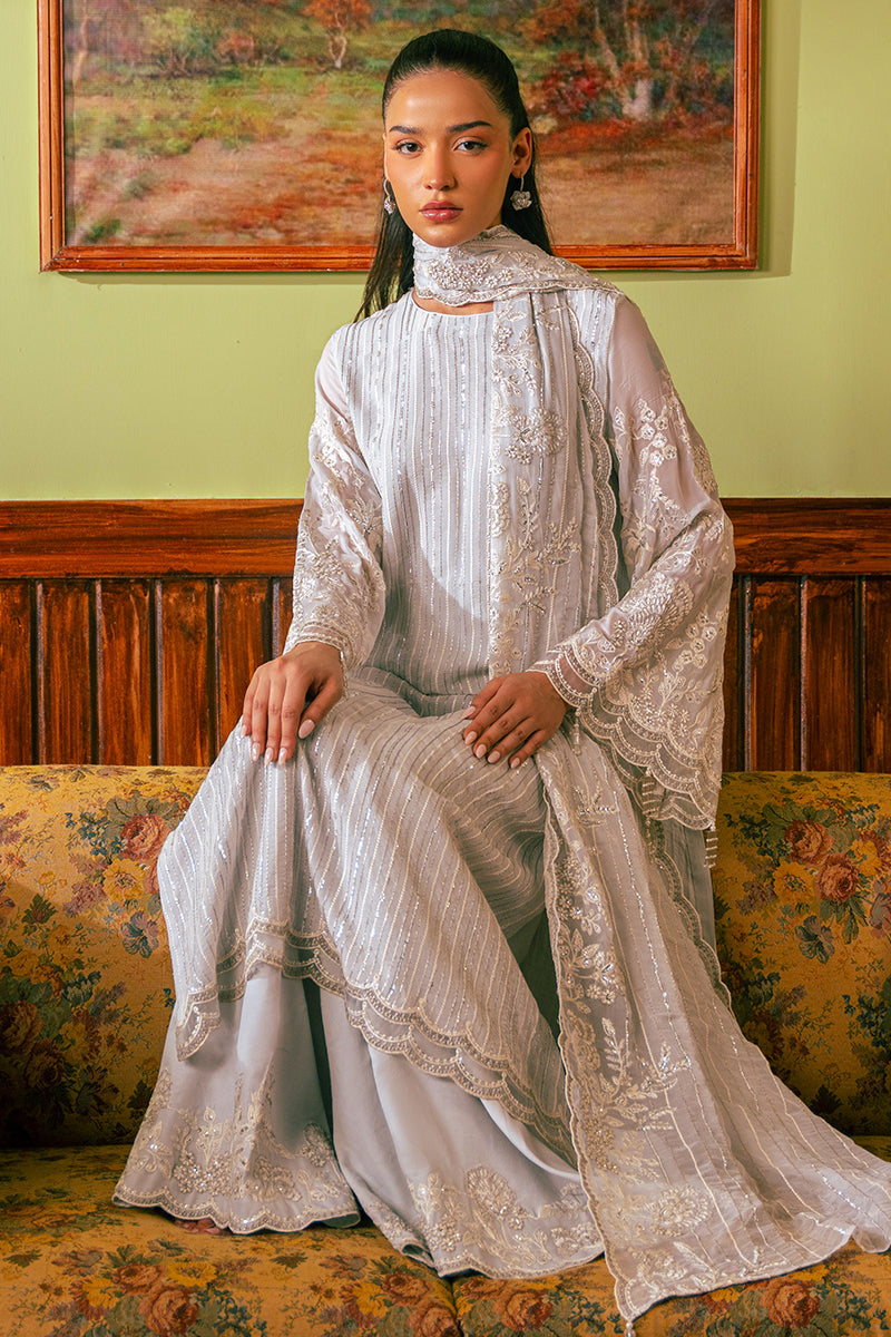 Cross Stitch | Luxe Atelier 24 | MUTED BLUE by Cross Stitch - Designer Dress - Type: Luxury - Available at Libayah - 100% Original