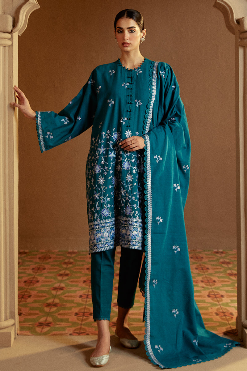 Cross Stitch | Winter Collection 24 |   TURQUOISE MEADOW by Cross Stitch - Designer Dress - Type: Ladies Clothes - Available at Libayah - 100% Original