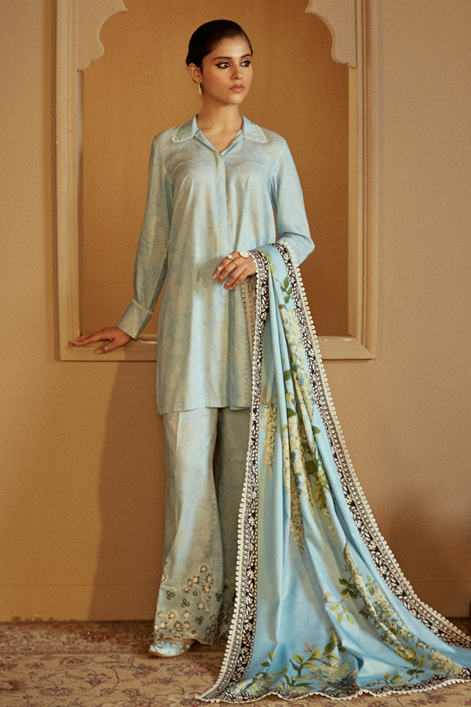 Cross Stitch | Winter Collection 24 |  AZURE WISTERIA by Cross Stitch - Designer Dress - Type: Ladies Clothes - Available at Libayah - 100% Original