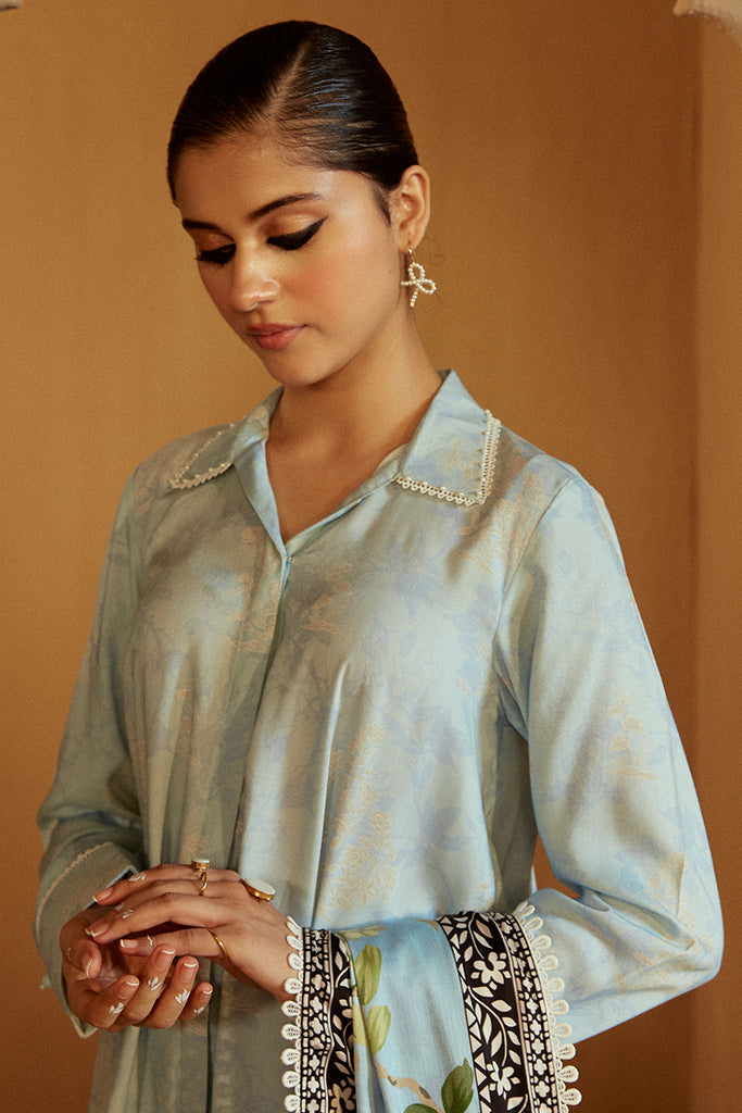 Cross Stitch | Winter Collection 24 |  AZURE WISTERIA by Cross Stitch - Designer Dress - Type: Ladies Clothes - Available at Libayah - 100% Original