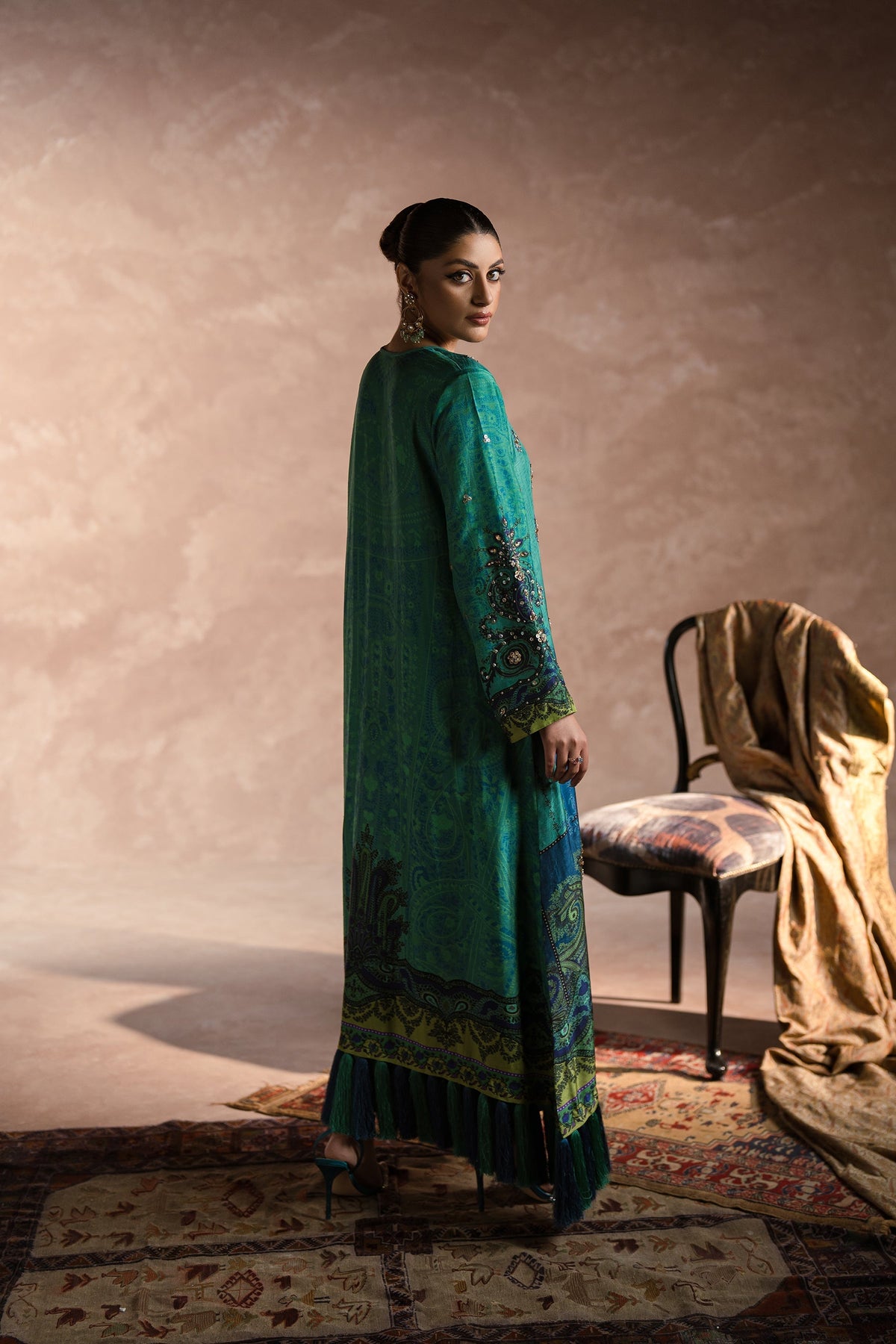 Ammara Khan | Symphony 24 | PEACOCK GARDEN KAFTAN SET (D-01) by Ammara Khan - Designer Dress - Type: Ladies Clothes - Available at Libayah - 100% Original