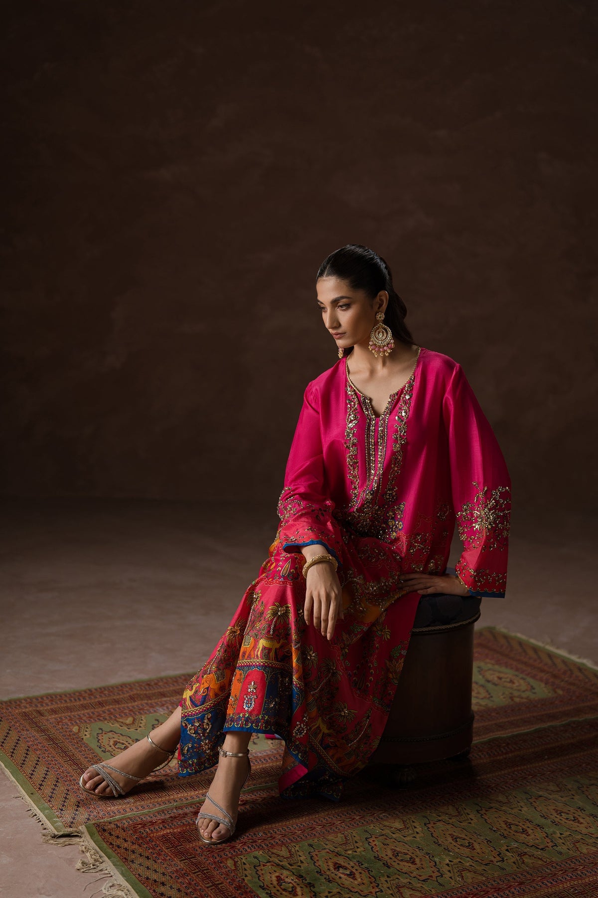 Ammara Khan | Symphony 24 | HOT PINK PARTY KAFTAN SET (D-02) by Ammara Khan - Designer Dress - Type: Ladies Clothes - Available at Libayah - 100% Original
