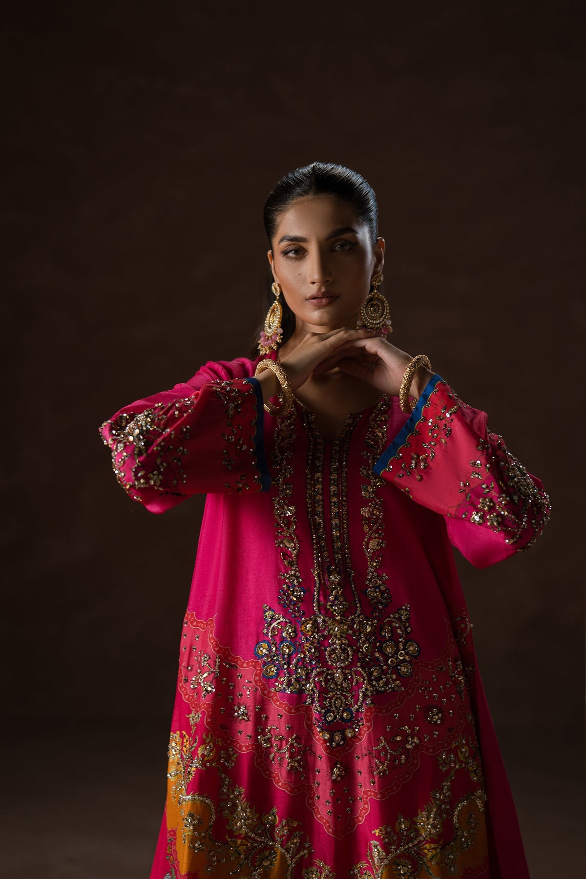 Ammara Khan | Symphony 24 | HOT PINK PARTY KAFTAN SET (D-02) by Ammara Khan - Designer Dress - Type: Ladies Clothes - Available at Libayah - 100% Original