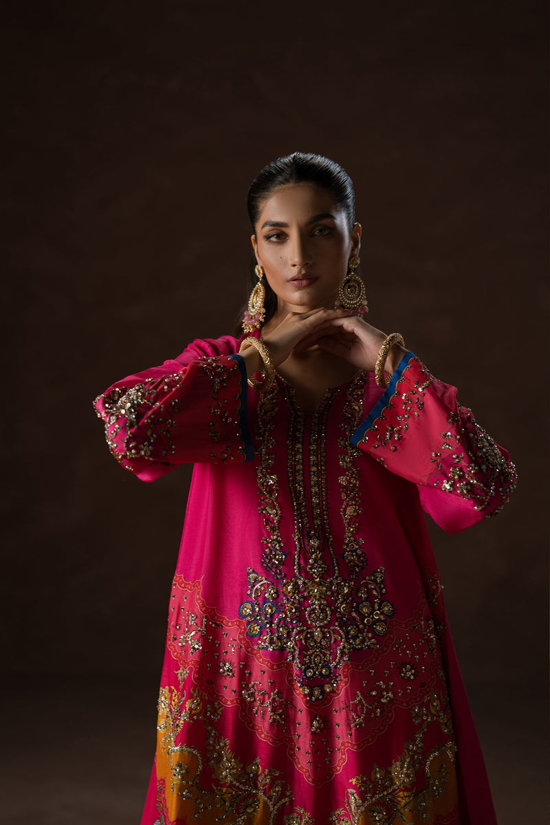 Ammara Khan | Symphony 24 | HOT PINK PARTY KAFTAN SET (D-02) by Ammara Khan - Designer Dress - Type: Ladies Clothes - Available at Libayah - 100% Original