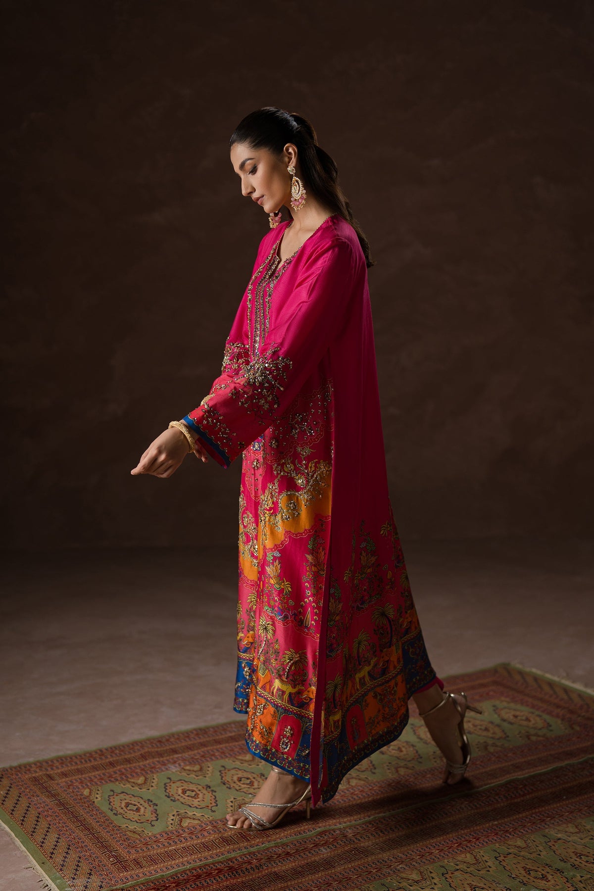 Ammara Khan | Symphony 24 | HOT PINK PARTY KAFTAN SET (D-02) by Ammara Khan - Designer Dress - Type: Ladies Clothes - Available at Libayah - 100% Original