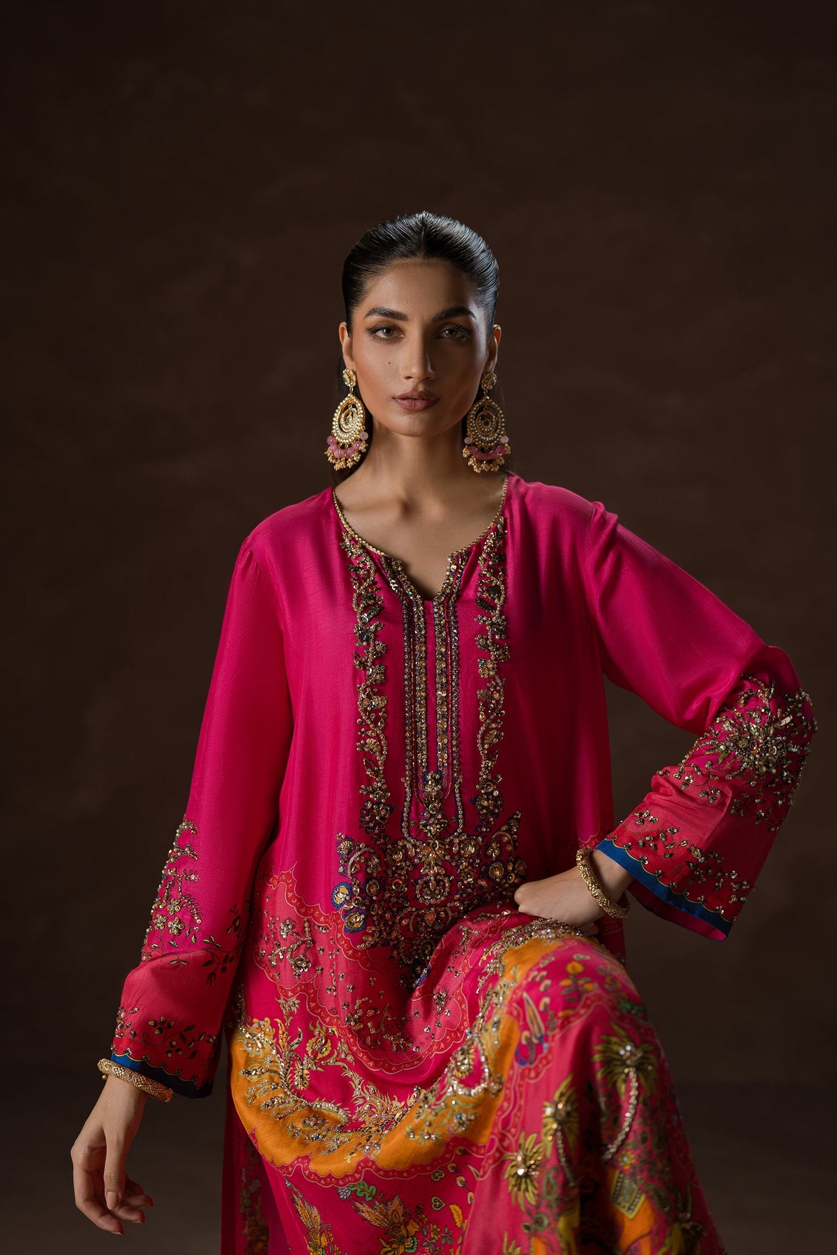 Ammara Khan | Symphony 24 | HOT PINK PARTY KAFTAN SET (D-02) by Ammara Khan - Designer Dress - Type: Ladies Clothes - Available at Libayah - 100% Original