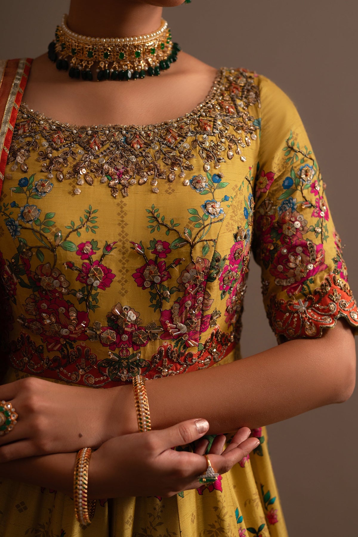 Ammara Khan | Ronaq Luxury Formals | Mehndi Charm Peshwas (D-04) by Ammara Khan - Designer Dress - Type: Ladies Clothes - Available at Libayah - 100% Original
