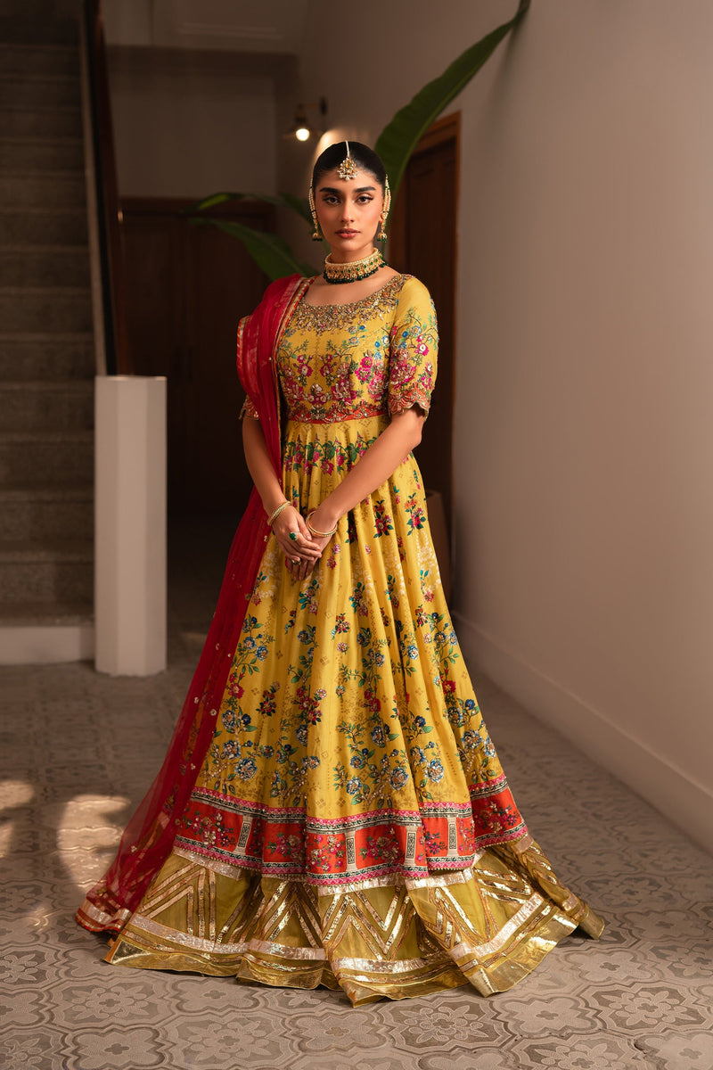 Ammara Khan | Ronaq Luxury Formals | Mehndi Charm Peshwas (D-04) by Ammara Khan - Designer Dress - Type: Ladies Clothes - Available at Libayah - 100% Original