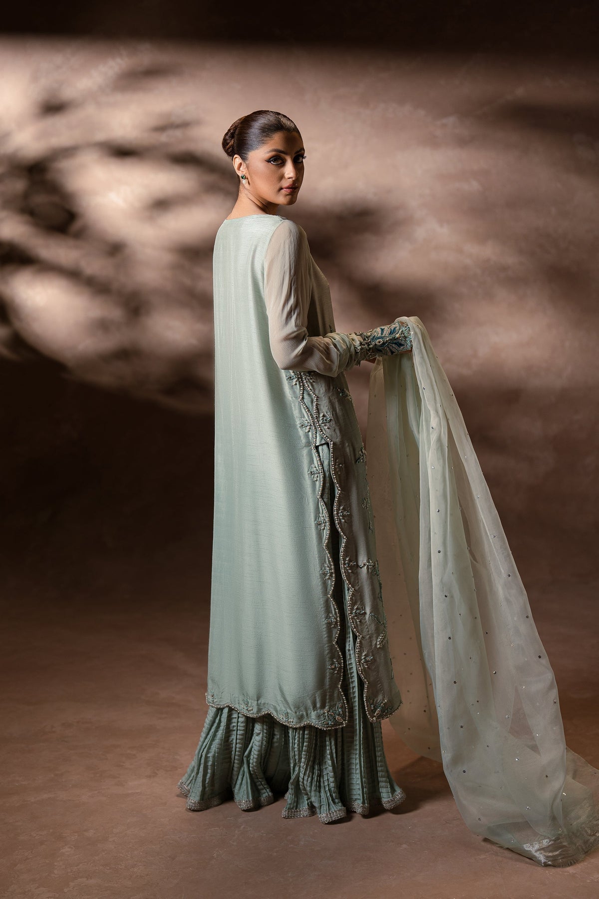 Ammara Khan | Symphony 24 | MINT ELEGANCE CRUSHED PANTS SET (D-08) by Ammara Khan - Designer Dress - Type: Ladies Clothes - Available at Libayah - 100% Original