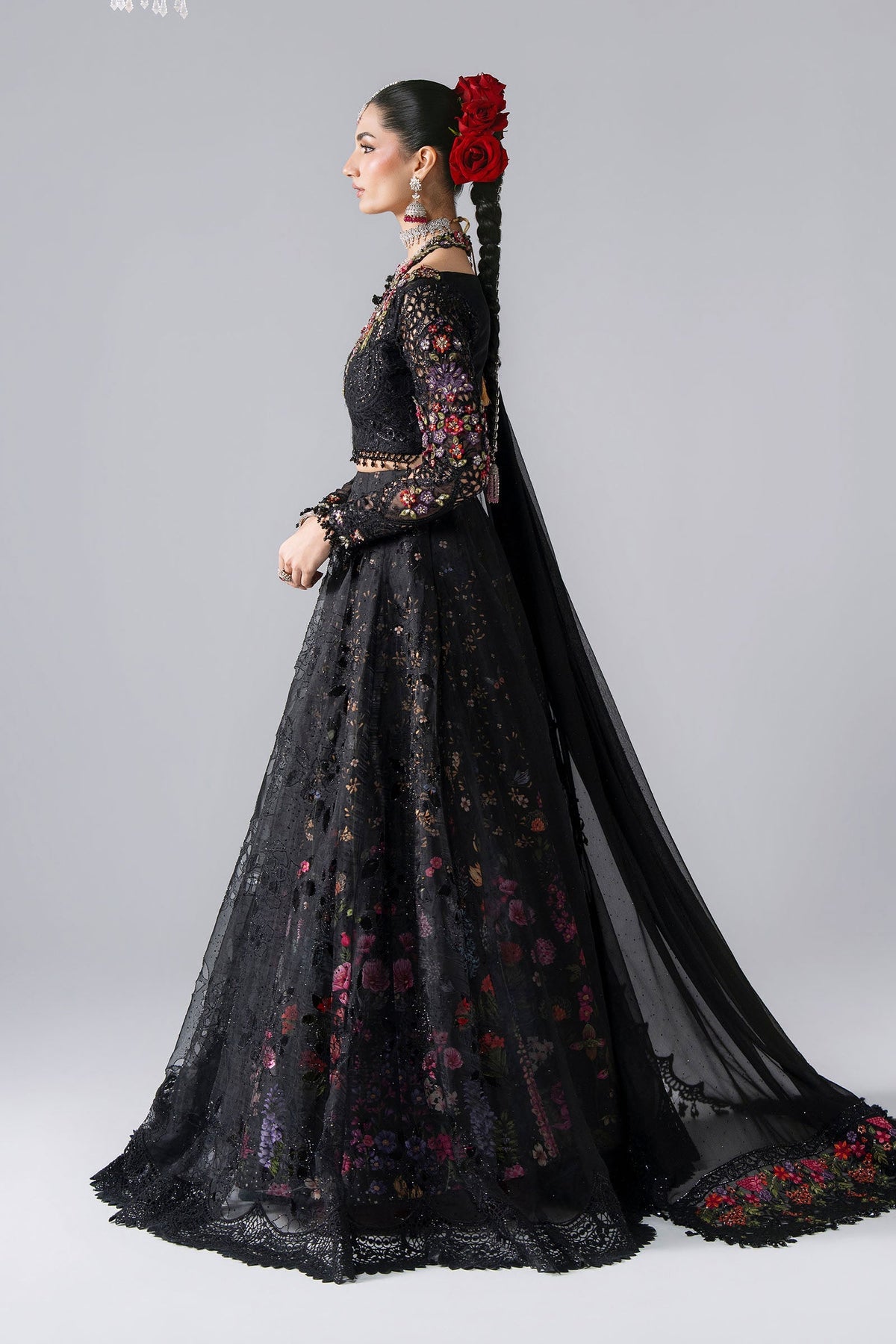 Maria B | Mbroidered Wedding Formals 26 | BD-3101-Obsidian Garden by Maria B - Designer Dress  - Type : Ladies Clothes - Available at Libayah - 100% Original 