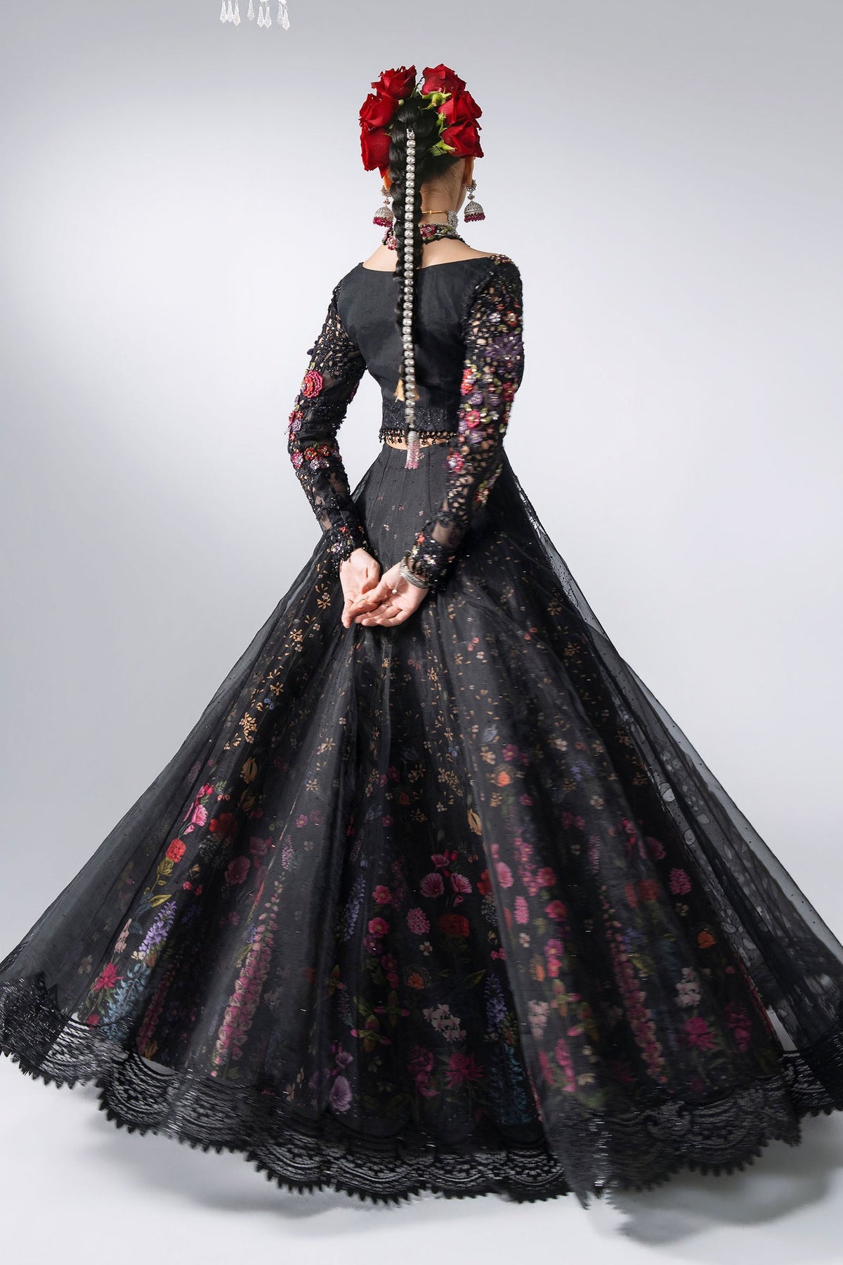 Maria B | Mbroidered Wedding Formals 26 | BD-3101-Obsidian Garden by Maria B - Designer Dress  - Type : Ladies Clothes - Available at Libayah - 100% Original 