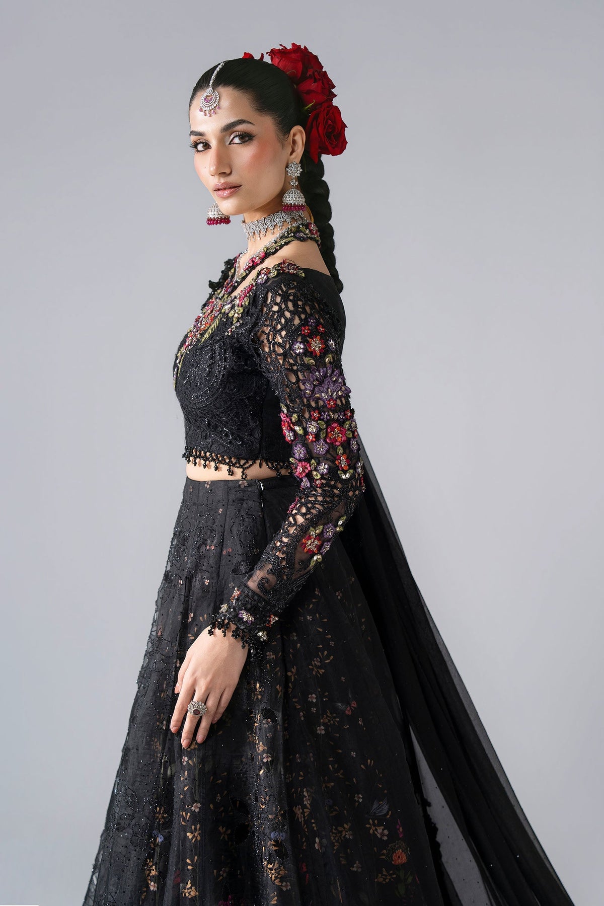 Maria B | Mbroidered Wedding Formals 26 | BD-3101-Obsidian Garden by Maria B - Designer Dress  - Type : Ladies Clothes - Available at Libayah - 100% Original 
