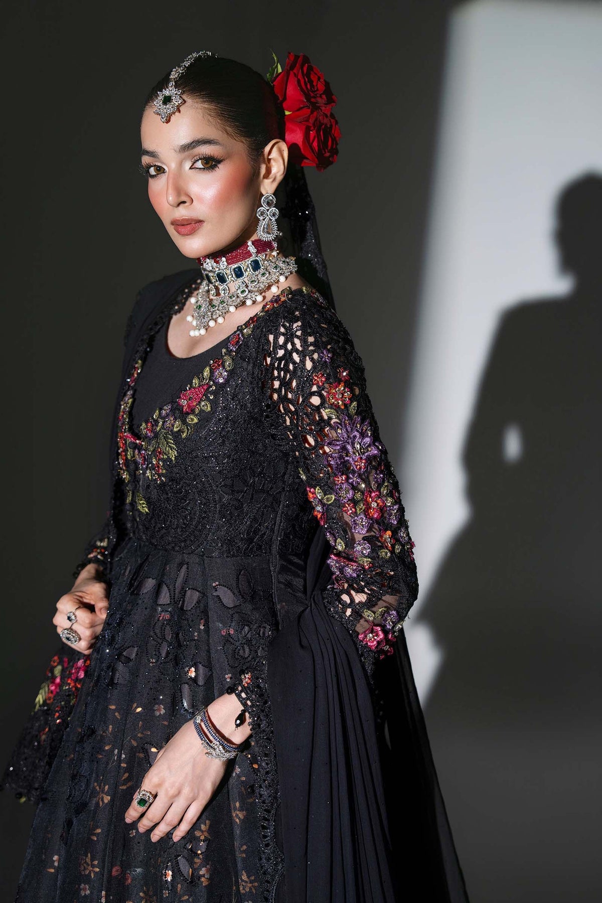 Maria B | Mbroidered Wedding Formals 26 | BD-3101-Obsidian Garden by Maria B - Designer Dress  - Type : Ladies Clothes - Available at Libayah - 100% Original 