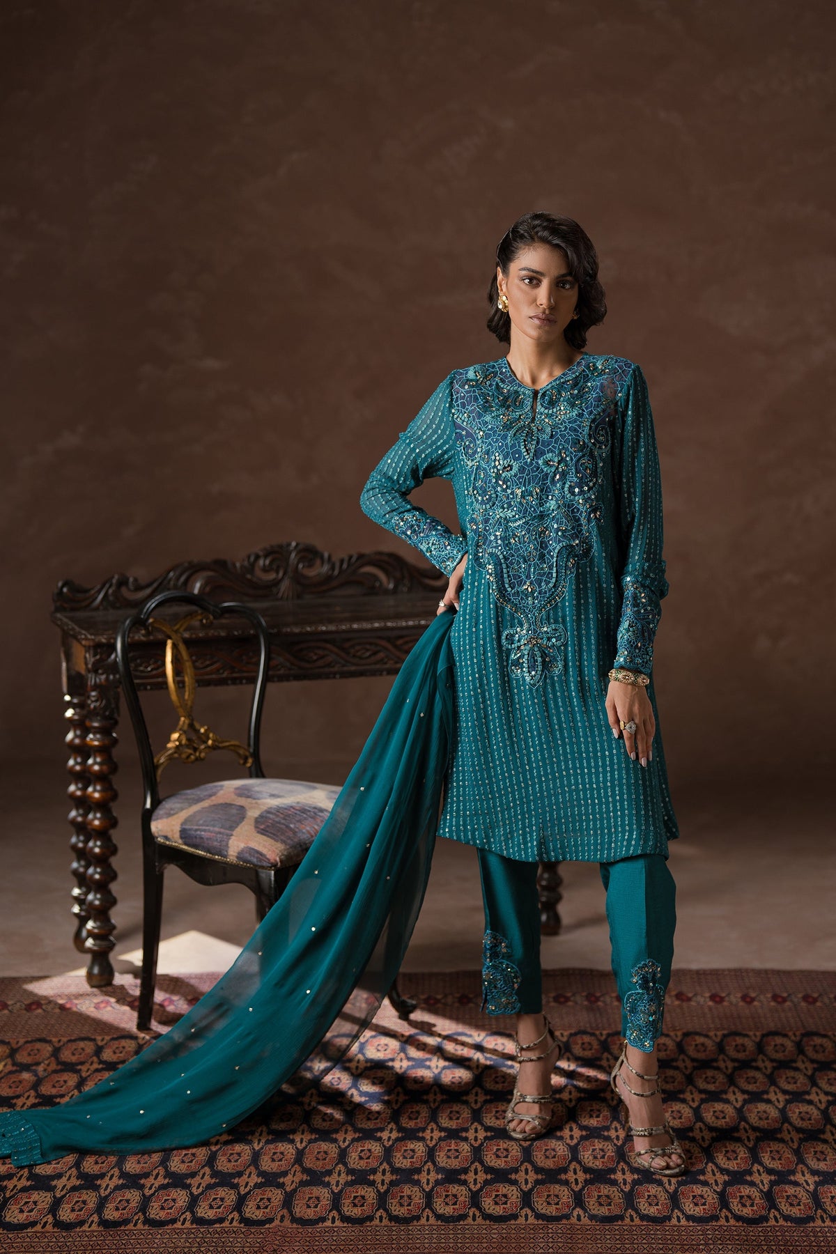 Ammara Khan | Symphony 24 | TEAL BEAUTY SET (D-10) by Ammara Khan - Designer Dress - Type: Ladies Clothes - Available at Libayah - 100% Original
