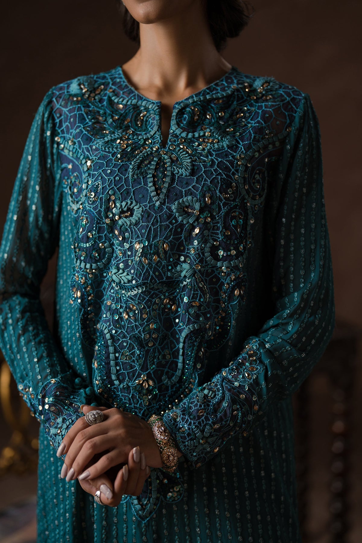 Ammara Khan | Symphony 24 | TEAL BEAUTY SET (D-10) by Ammara Khan - Designer Dress - Type: Ladies Clothes - Available at Libayah - 100% Original