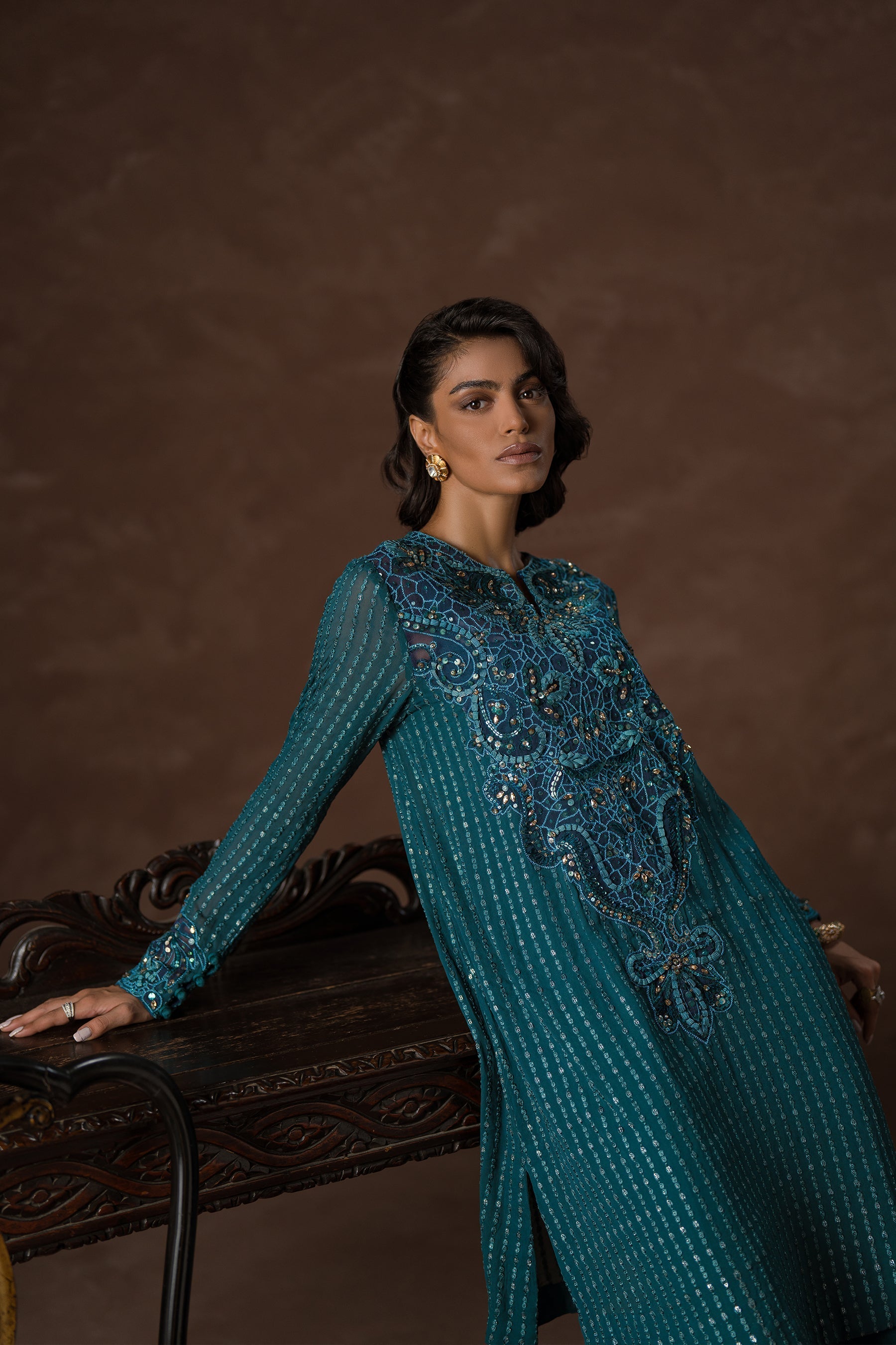 Ammara Khan | Symphony 24 | TEAL BEAUTY SET (D-10) by Ammara Khan - Designer Dress - Type: Ladies Clothes - Available at Libayah - 100% Original