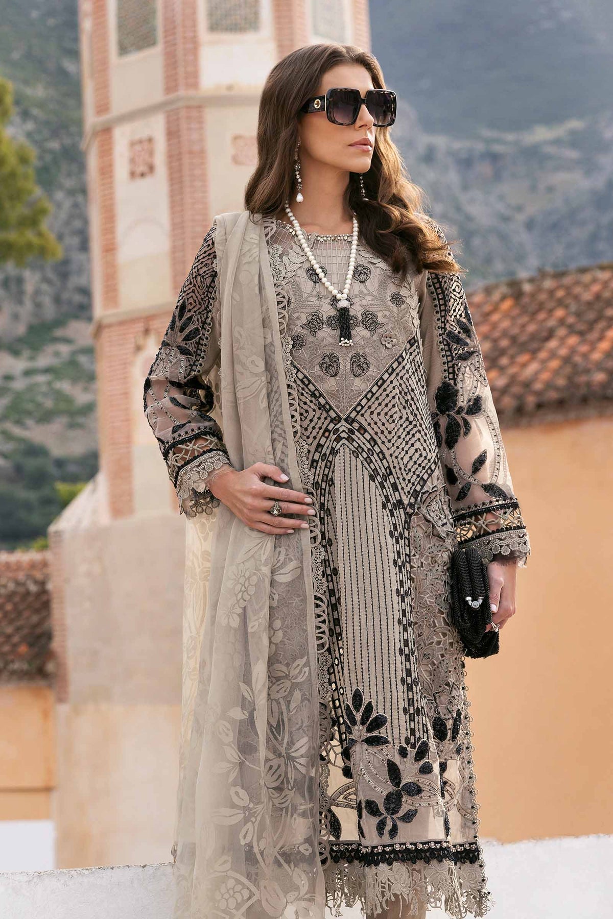 Maria B | Luxury Lawn 25 | D-2510-B by Maria B - Designer Dress - Type: Ladies Clothes - Available at Libayah - 100% Original