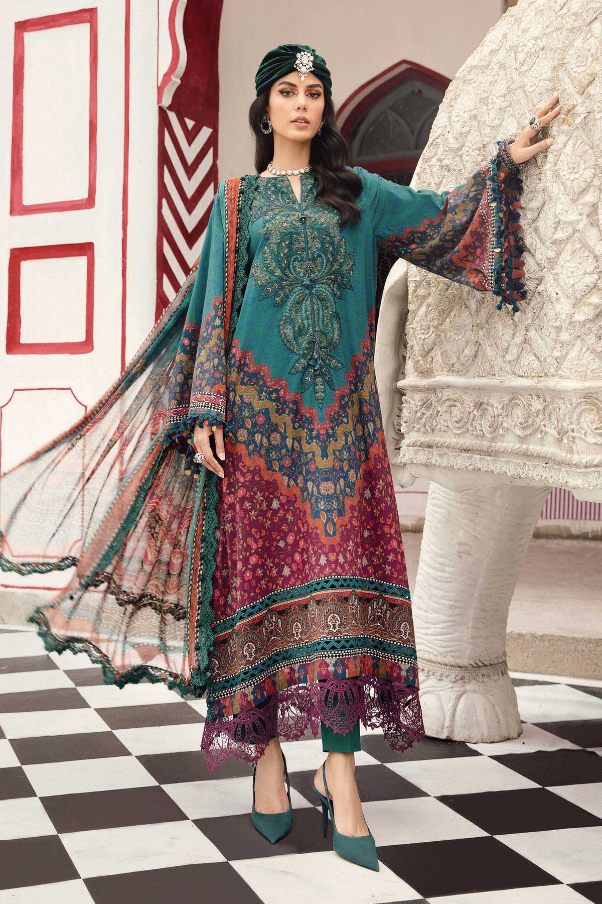 MPT-2710-B – authentic Pakistani dress from the Maria B M Prints Winter 25 collection for women in the UK