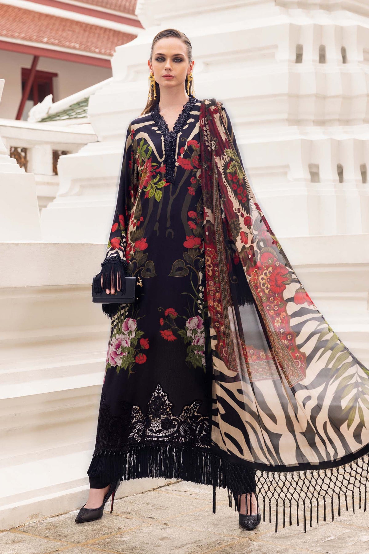 Maria B | M Prints Winter 25 | MPT-2810-B by Maria B - Designer Dress  - Type : Ladies Clothes - Available at Libayah - 100% Original 