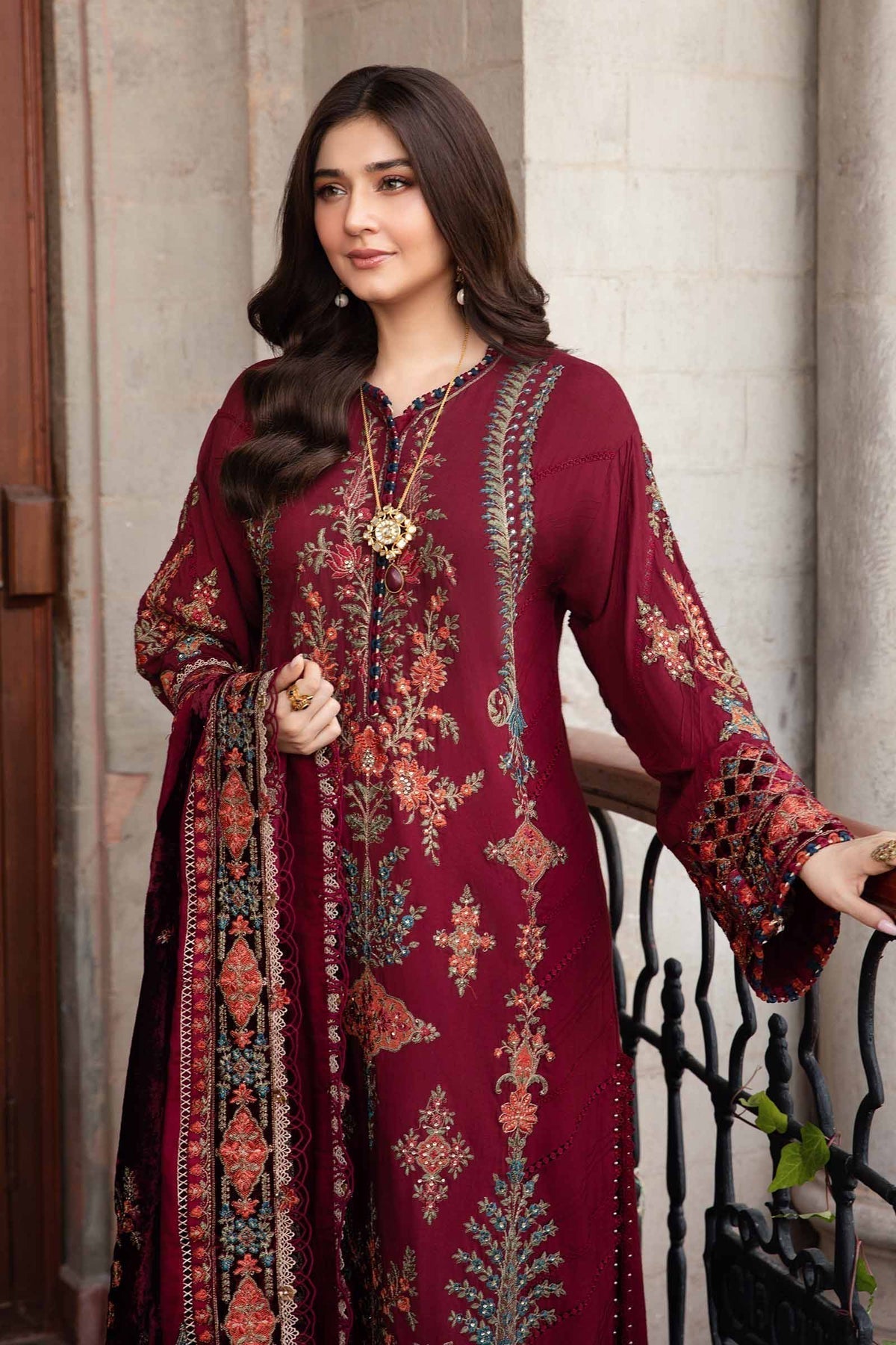 Maria B | Winter Luxe 24 | Velvet DL-1210 by Maria B - Designer Dress  - Type : Ladies Clothes - Available at Libayah - 100% Original 